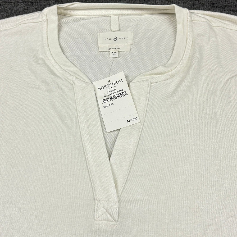 Lou & Grey Signaturesoft Tunic Top XXL Moonlight Ivory Long Sleeve Nordstrom NEW - Picture 2 of 8